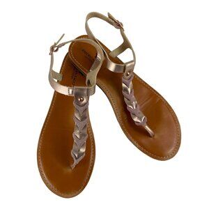 American Eagle Braided Faux Leather Sandals Metallic Rose Gold Womens Size 9
